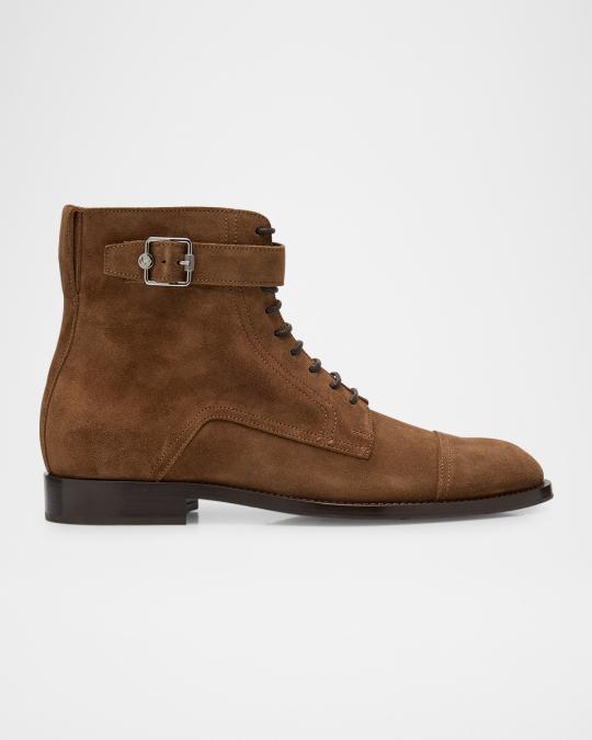 Jimmy Choo Men's Finnion Lace-Up Buckle Boots | Neiman Marcus