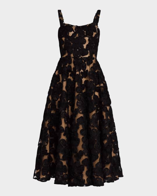 Sabrina A-Line Floral Applique Midi Dress