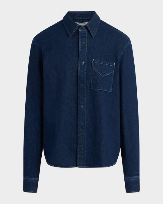 Paul Smith Men's Button Down Shirt - Classic Casual Jean Shirt With Double Breast Pockets - View #5