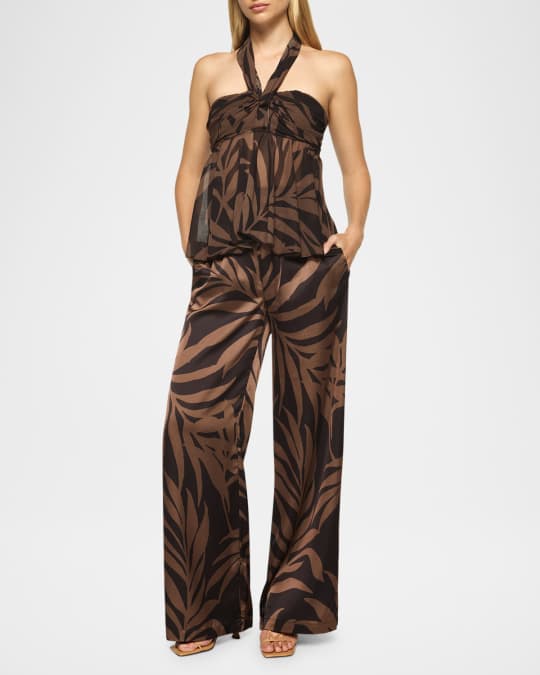 Reshma Satin Wide-Leg Pants