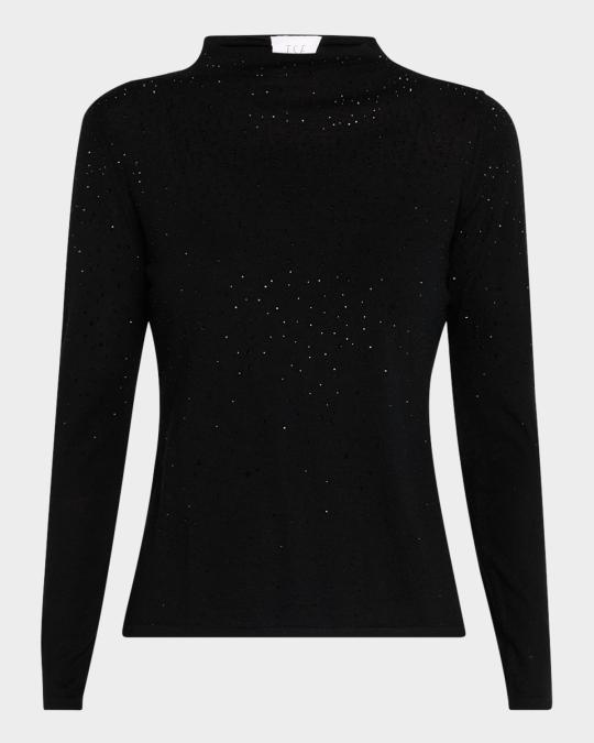 TSE Cashmere Superfine Cashmere Rhinestone Mock-Neck Sweater | Neiman ...