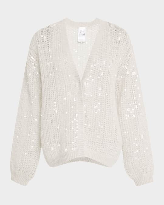 TSE Cashmere Cashmere Open-Weave Sequin Cardigan Neiman Marcus