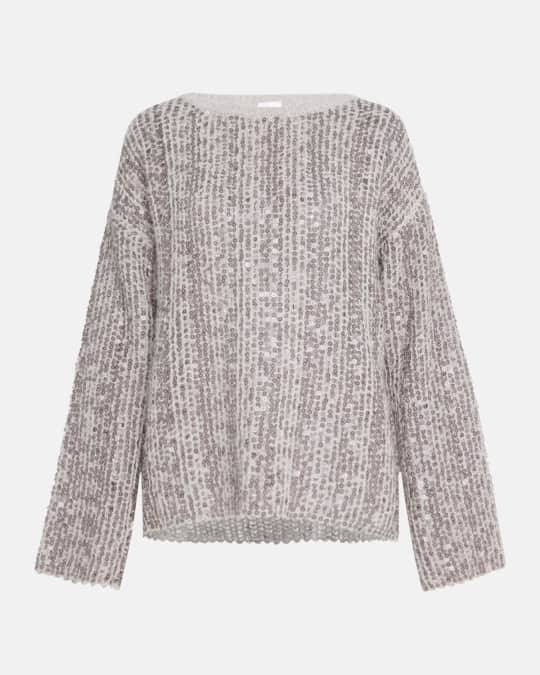 Cashmere Open-Weave Sequin Sweater