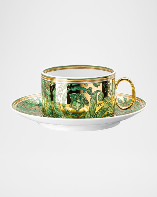 Versace Medusa Garland Green Tea Cup & Saucer Neiman Marcus