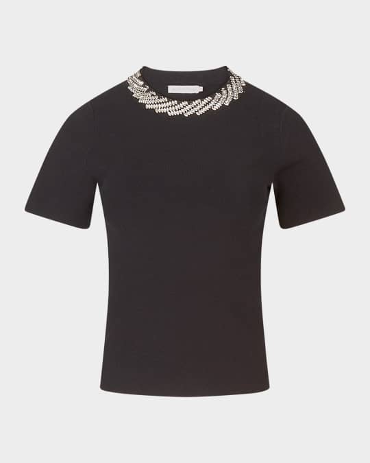 Rayna Jewel-Embellished Crewneck Blouse