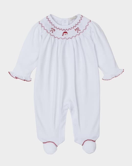Girl's Holiday Medley Smocked Footie, Size Newborn-9M