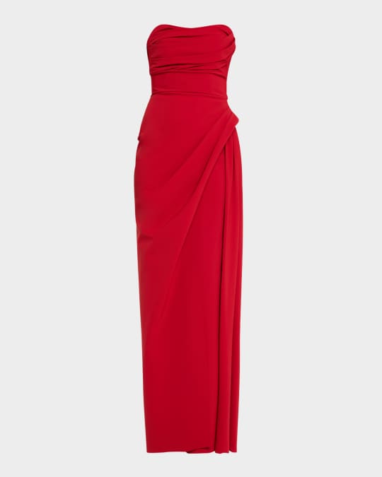 Chiara Boni La Petite Robe Strapless Ruched Column Gown Neiman