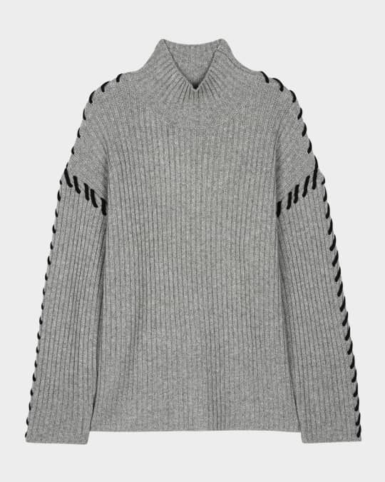 Liam Laced Mock-Neck Sweater 