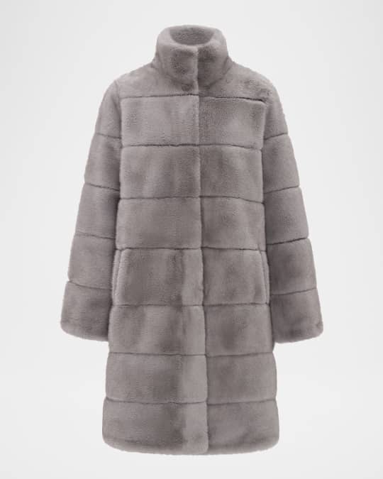 Theia Mink Faux Fur Reversible Short Coat | Neiman Marcus