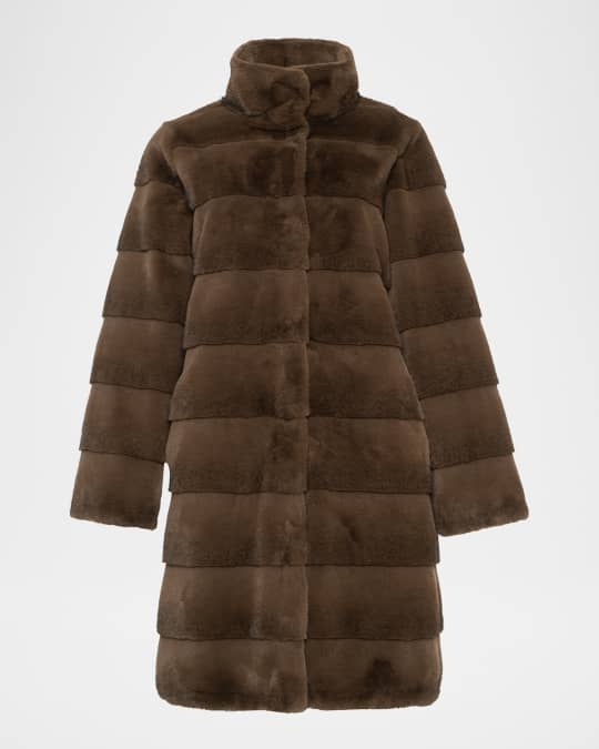 Theia Mink Faux Fur Reversible Short Coat | Neiman Marcus