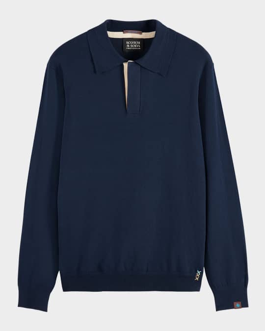 Men's Knitted Long-Sleeve Polo Shirt