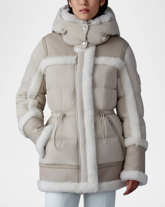 Lilibeth Mixed Media Down Parka with Shearling and Leather