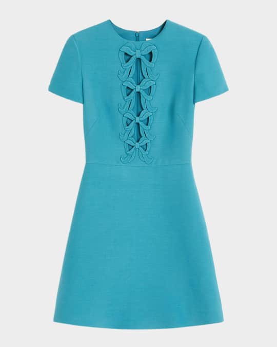 Valentino Garavani Bow Cutout Short-Sleeve Crepe Mini Dress