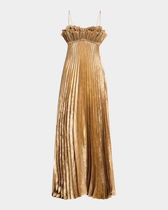 Acler Sanna Pleated Metallic Dress | Neiman Marcus