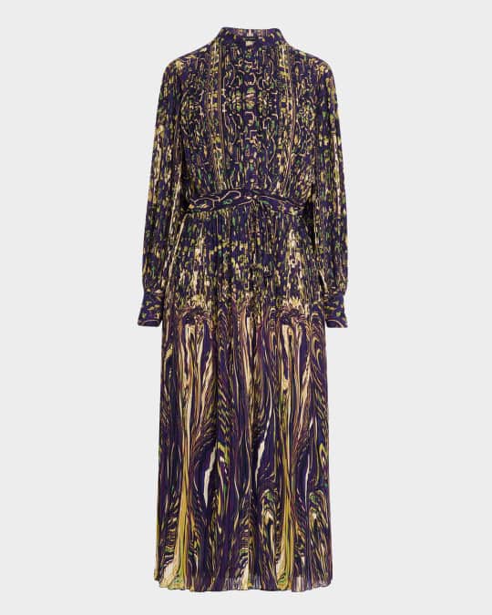 Elie Tahari The Almada Abstract-Print Midi Shirtdress | Neiman Marcus
