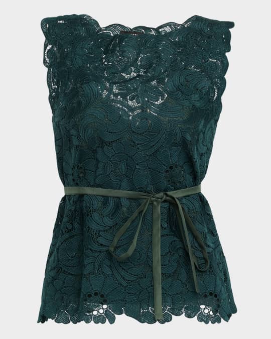 Mantilla Sleeveless Floral Lace Top