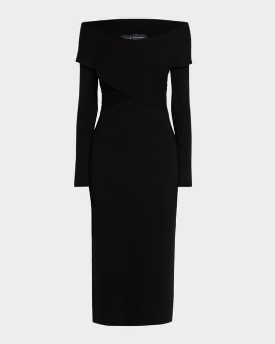 tahari off the shoulder dress The Rowan Off-Shoulder Midi Sweater Dress