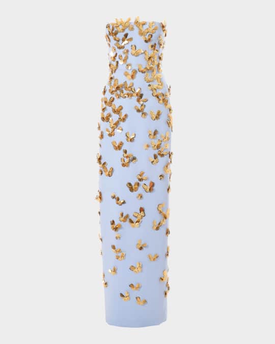 carolina herrera orange butterfly dress Carolina Herrera Crystal Butterfly Scoop-Neck Mini Dress