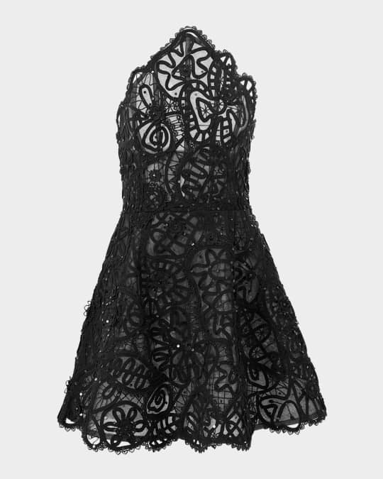 Carolina Herrera Embellished Lace Curved Strapless Mini Dress