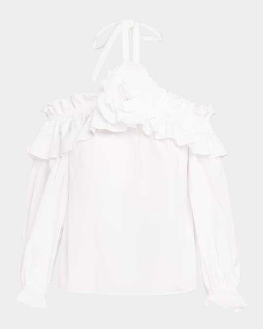 Flower Halter Cold-Shoulder Top