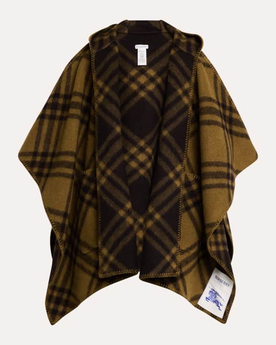 Catherine Reversible Check Hooded Cape