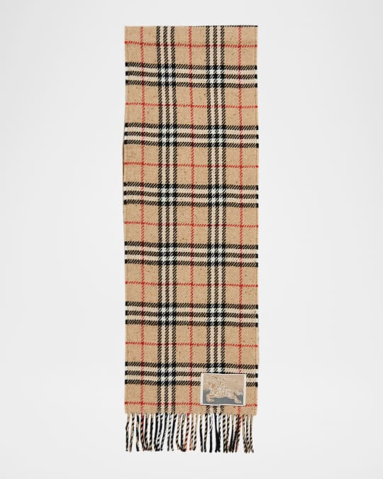 Check-Print Fringe Trim Scarf