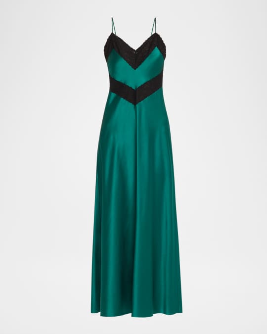 LoveShackFancy Serita Lace-Trim Silk Maxi Dress | Neiman Marcus