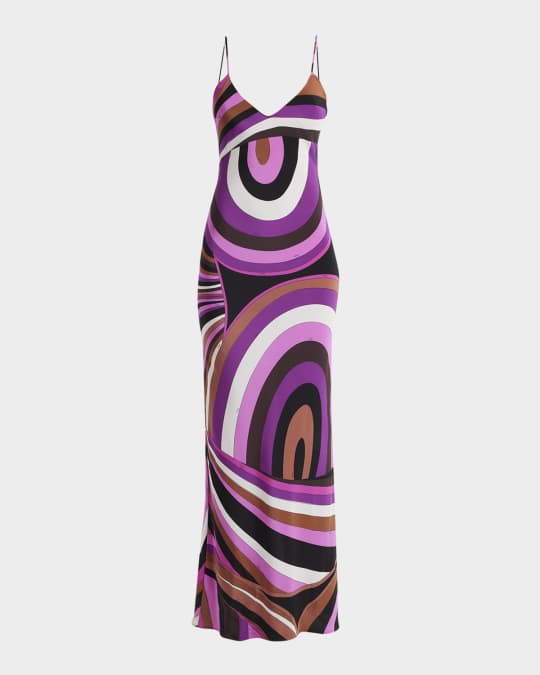 Pucci Abstract-Print Silk-Stretch Maxi Slip Dress | Neiman Marcus