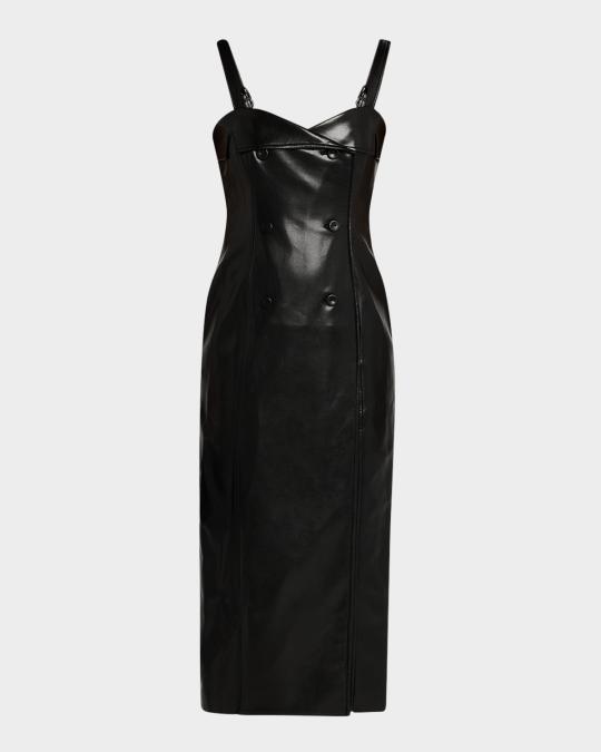 cinq a sept faux leather dress à Tessa Double-Breasted Faux-Leather Midi seller_goddiva