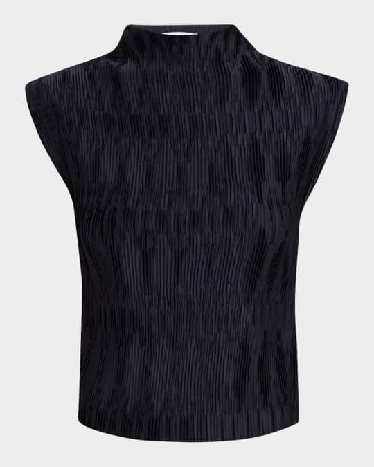Foxe Pleated High-Neck Top