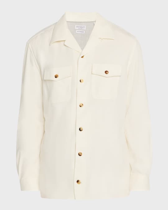 Men's Wool and Cashmere Camp Collar Overshirt
