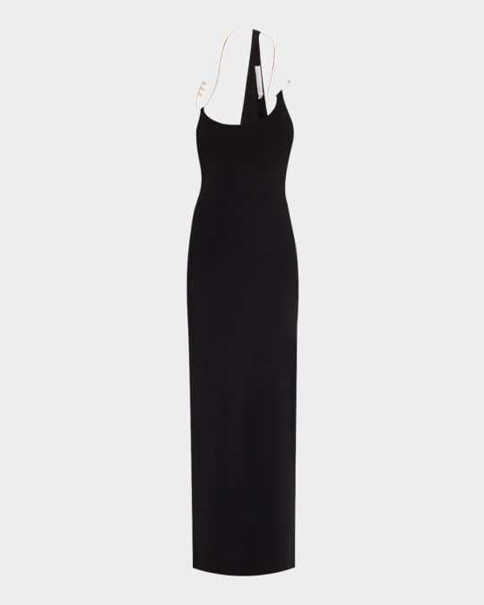 【Christopher Esber】 Drapedホルターネック side-slitガウン Draped halterneck side-slit gown in black - Christopher