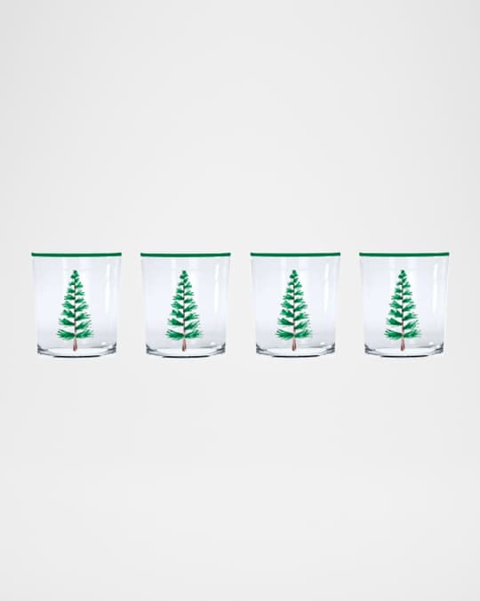 Woodland Trees Suite Double Old Fashion Glasses, Set of 4 