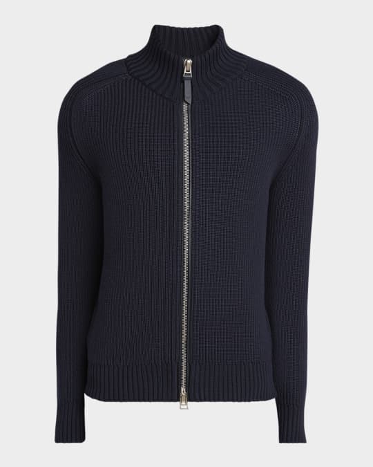 TOM FORD Men's Ribbed Full-Zip Sweater | Neiman Marcus