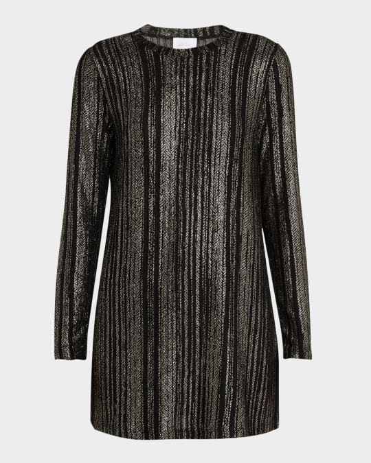 Jenna Crewneck Metallic Striped Tunic