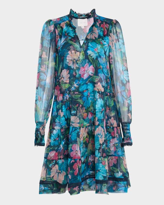 Maryah Tiered Floral-Print Chiffon Dress