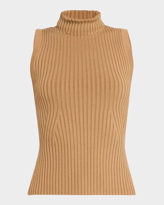 Sleeveless Ribbed Turtleneck Sweater