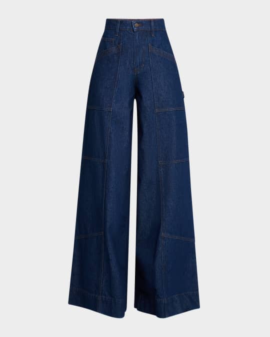 Veronica Beard Freddy High-Rise Wide-Leg Jeans | Neiman Marcus