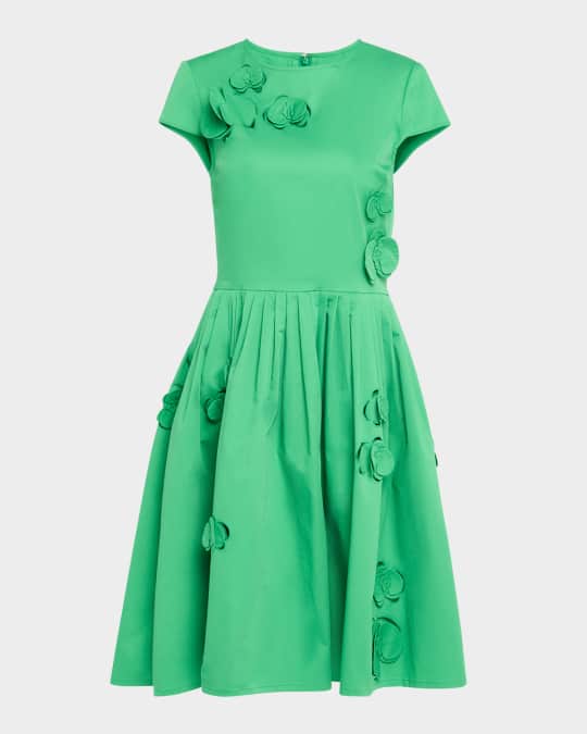 green emerald velvet dress Oscar De La Renta Wool-Blend Midi Dress