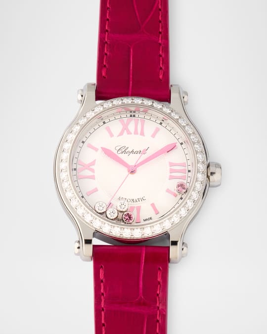 Limited Edition Happy Sport 33mm Pink Tourmaline and Diamond Watch