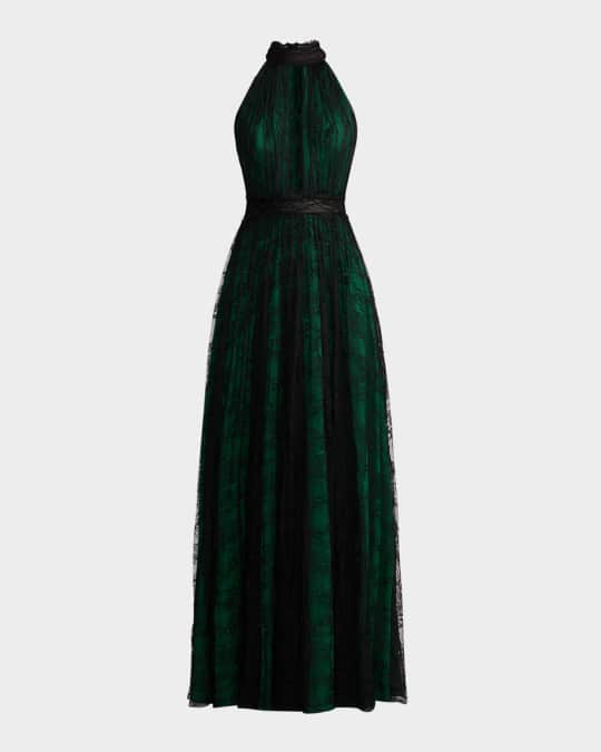 Zac Posen Wicked x Zac Posen Halter Chiffon & Lace Gown | Neiman Marcus
