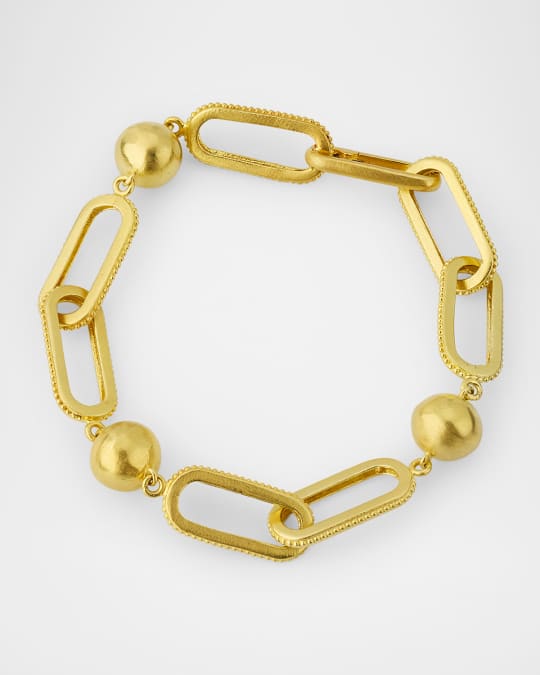 Modern Etruscan Large Granule Rectangular Link Bracelet