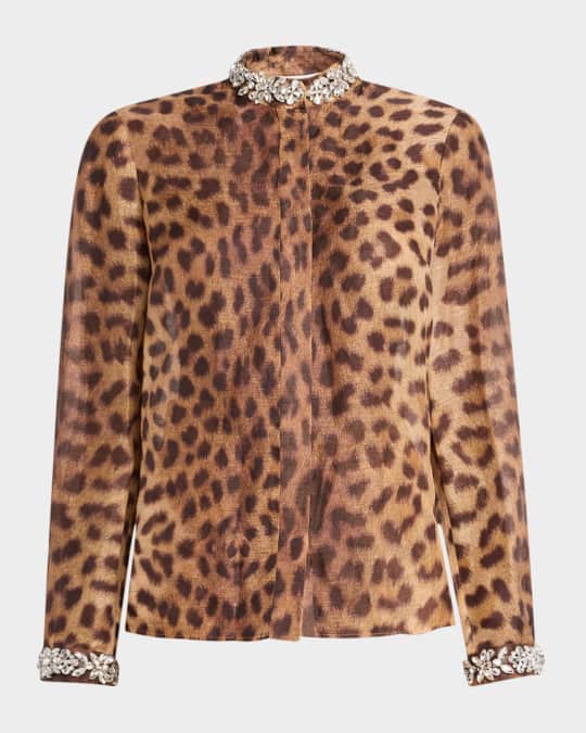 Zimmermann Crush Embellished Leopard Shirt | Neiman Marcus
