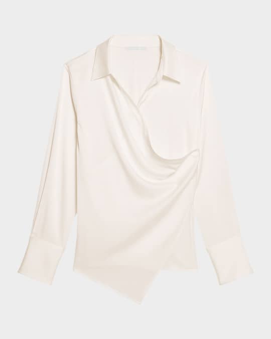Fluid-Satin Relaxed Wrap Shirt