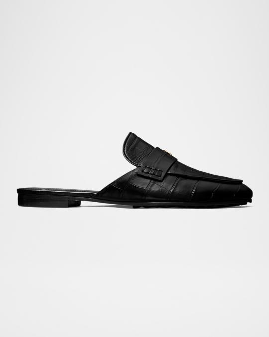 Tory Burch Croc-Embossed Leather Loafer Mules | Neiman Marcus display picture 1