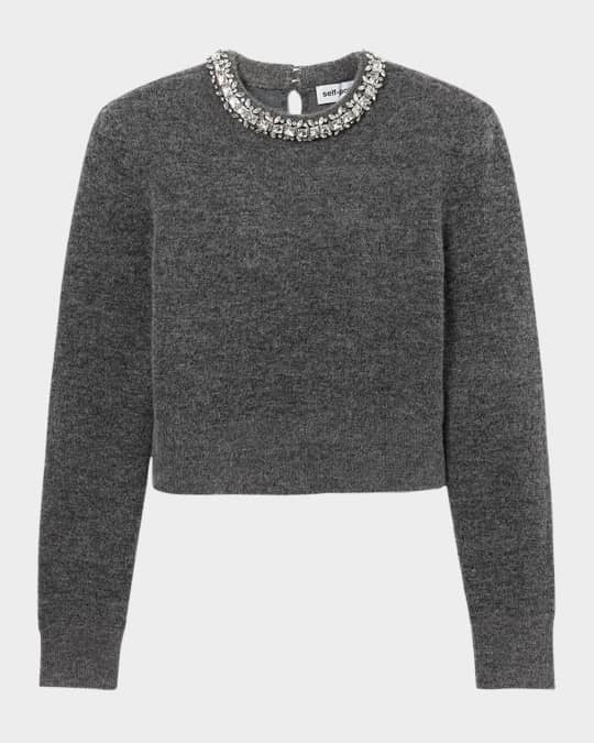 Charcoal Embellished Knit Top