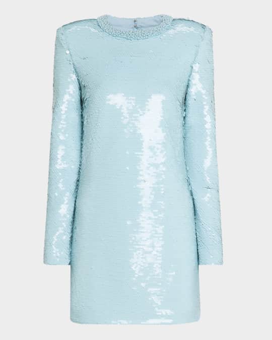 ワンピース Self-Portrait Mini Dress With Sequins Self-Portrait Faux-Pearl-Trim Sequined Bouclé Minidress