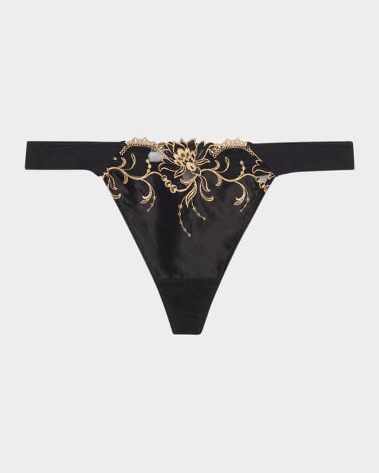 Eblouissante Icone Embroidered Satin Thong