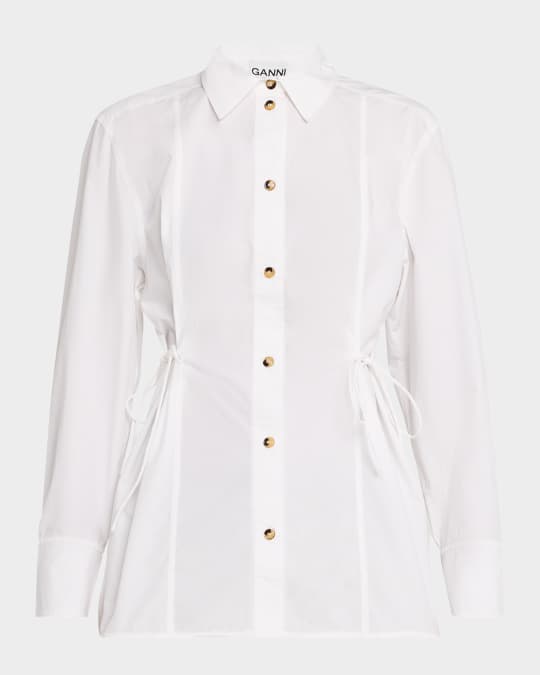 Poplin Oversized Tie String Shirt