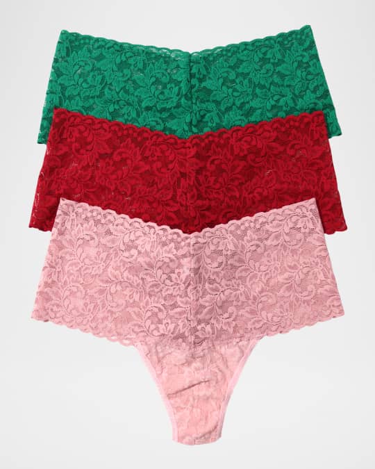 3-Pack Holiday Retro Lace Thongs